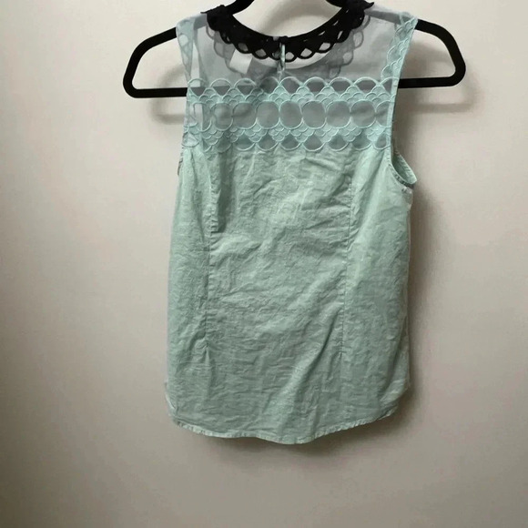 Esley mint blue and black lace mesh overlay sleeveless top medium - Picture 4 of 8
